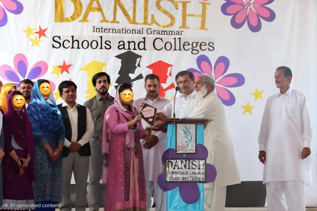 A recognition presentation during the college celebration at Danish International.